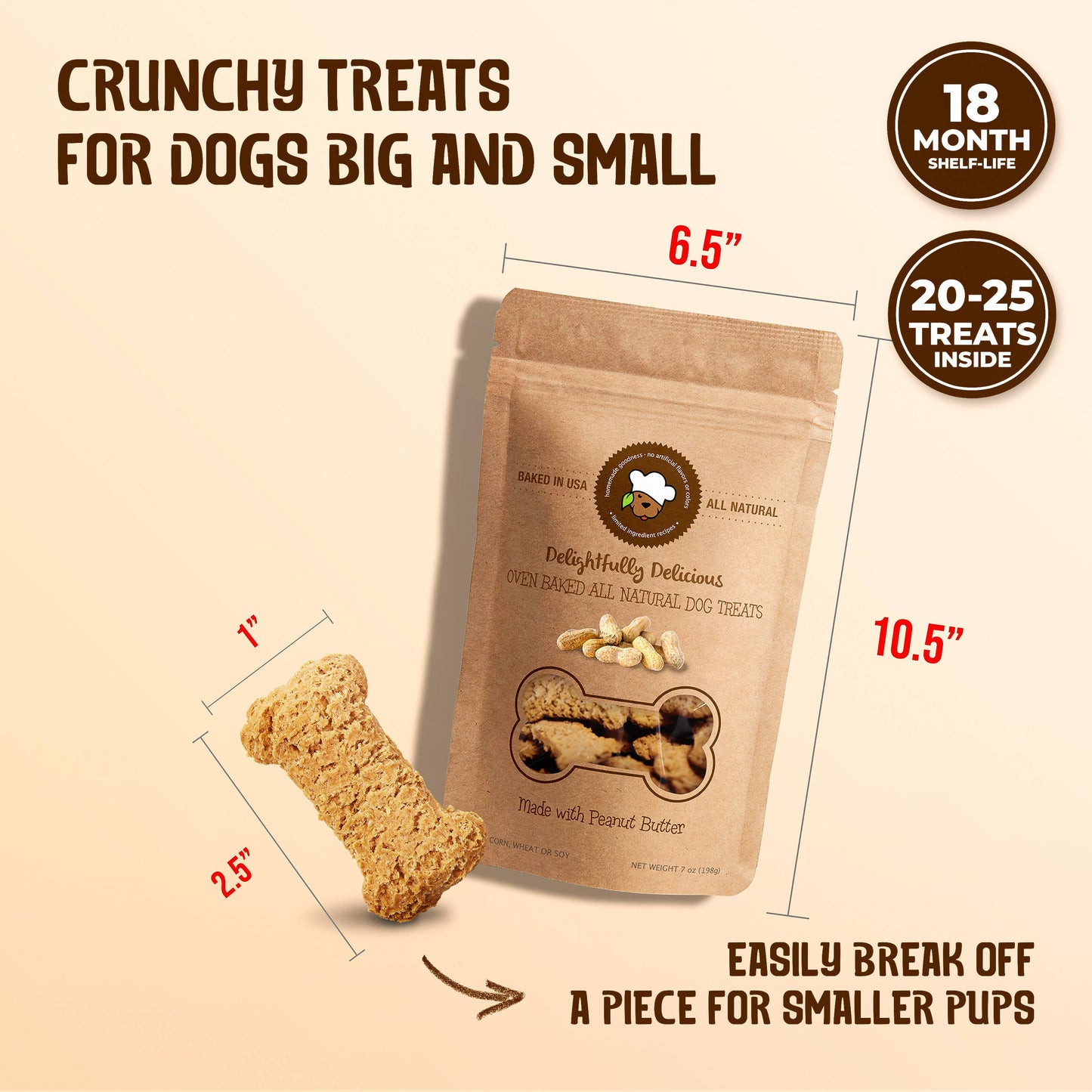 Peanut Butter Dog Treats | Natural Dog Treat | Dog Treat Bag