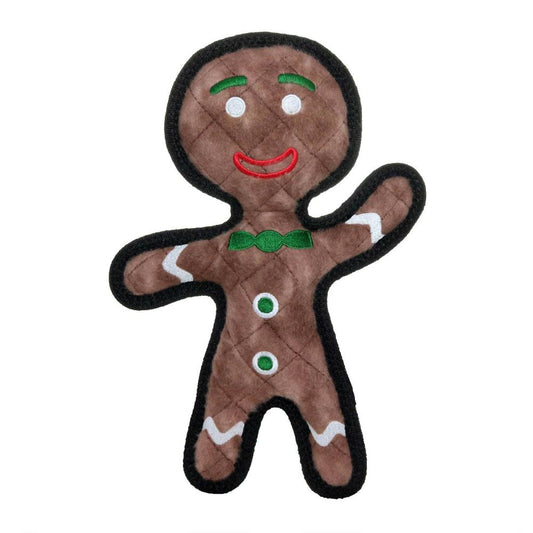 A fun and interactive gingerbread man dog toy for playtime.